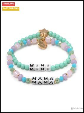 Mama and Mini Bracelet Set, The Original Word Bracelet, with Colorful Beads and